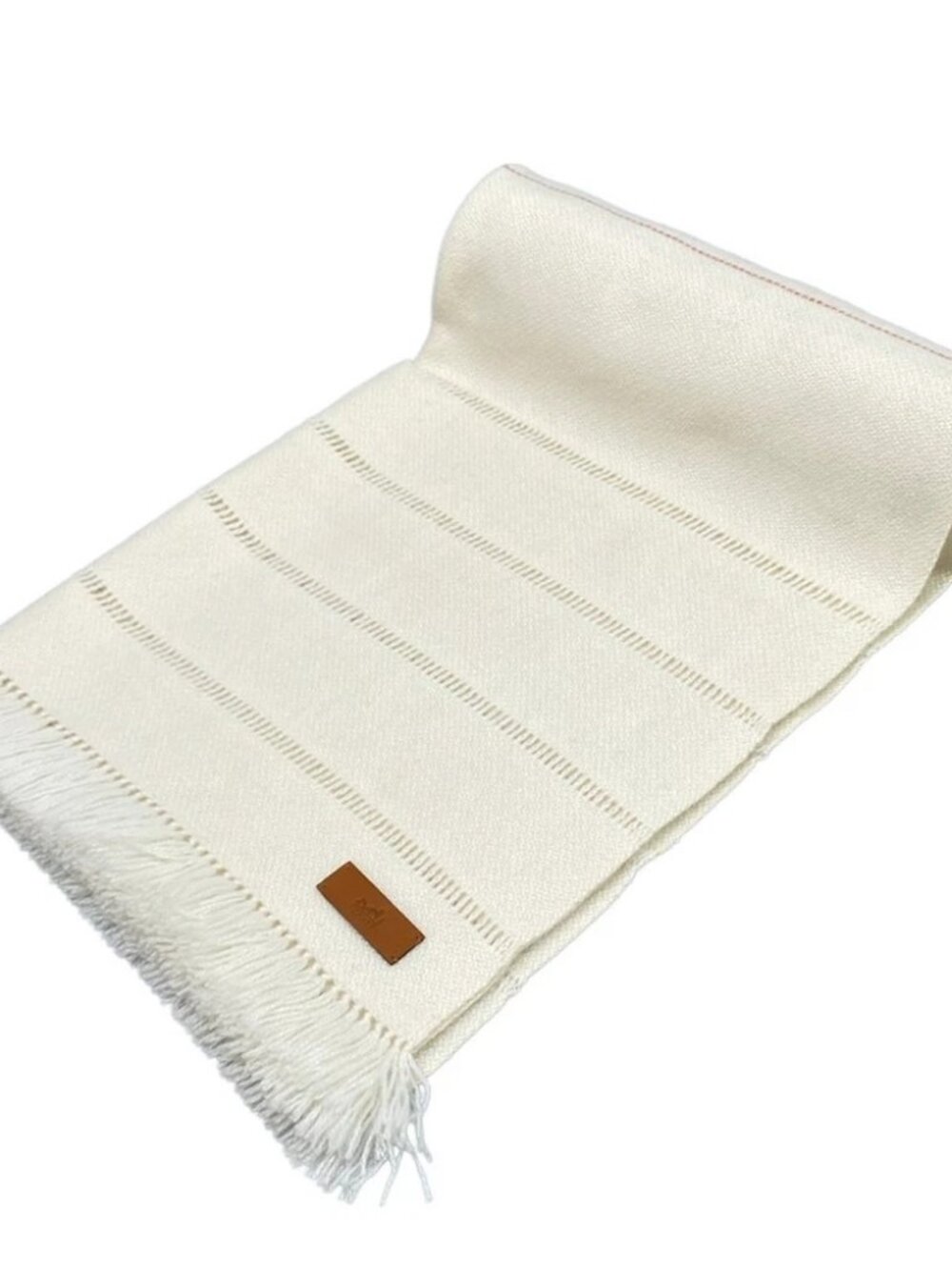 HERMES joule 01 White Cuivre Cashmere Scarf